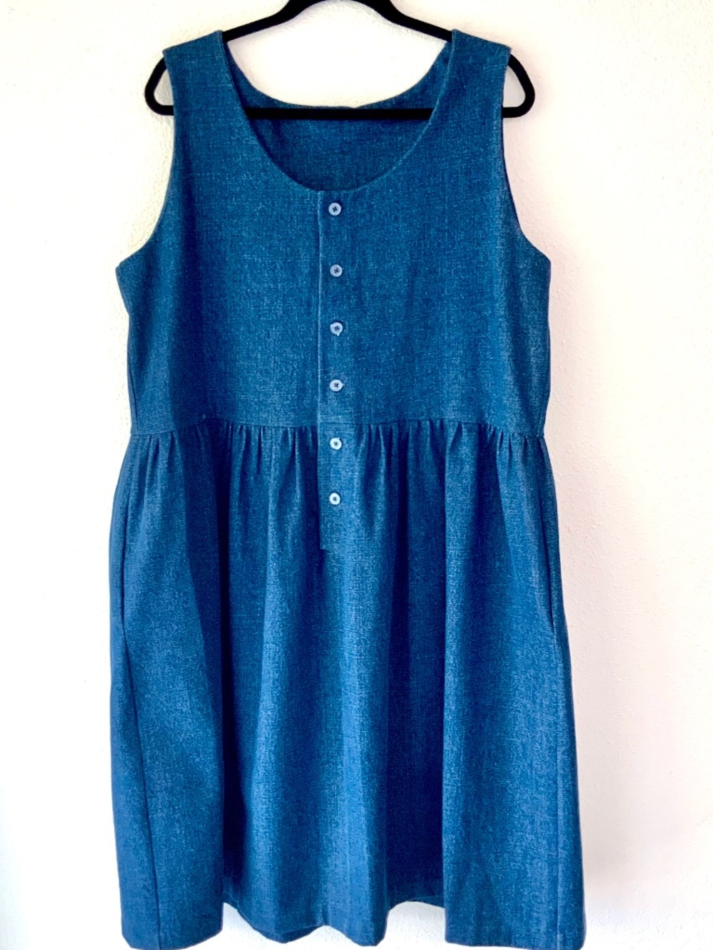 PLUS SIZE! Denim Dress Handcrafted Gathered Jean Size 2X Prairie Homestead